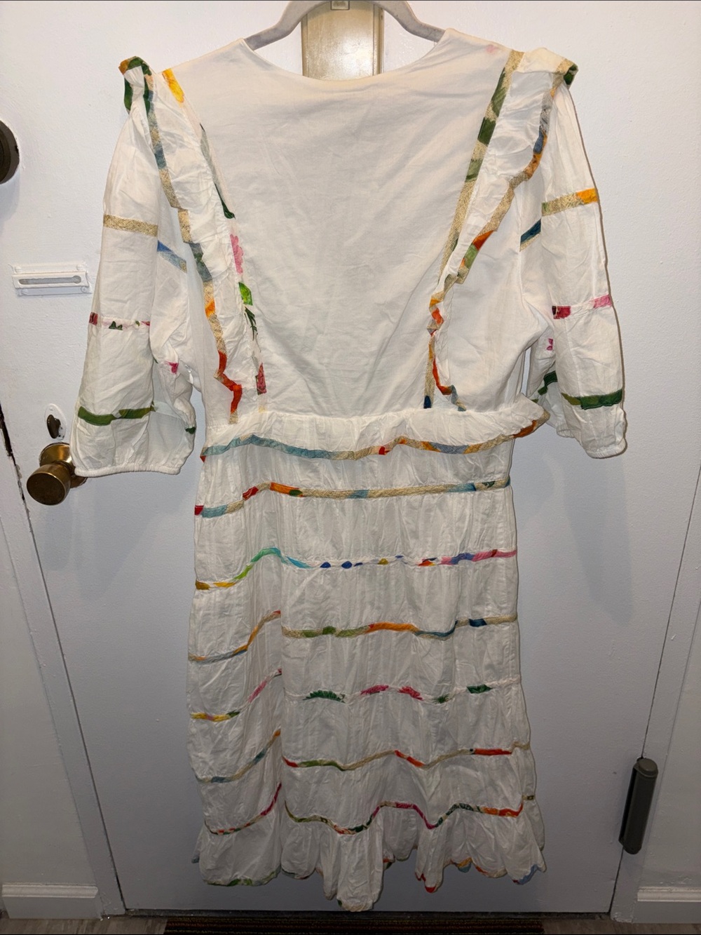 BNWT FARM Rio White Maxi Dress with Multicolor Ribbon Accents - Picture 2 of 5